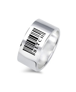 Barcode Sign Silver Rings NSR-04